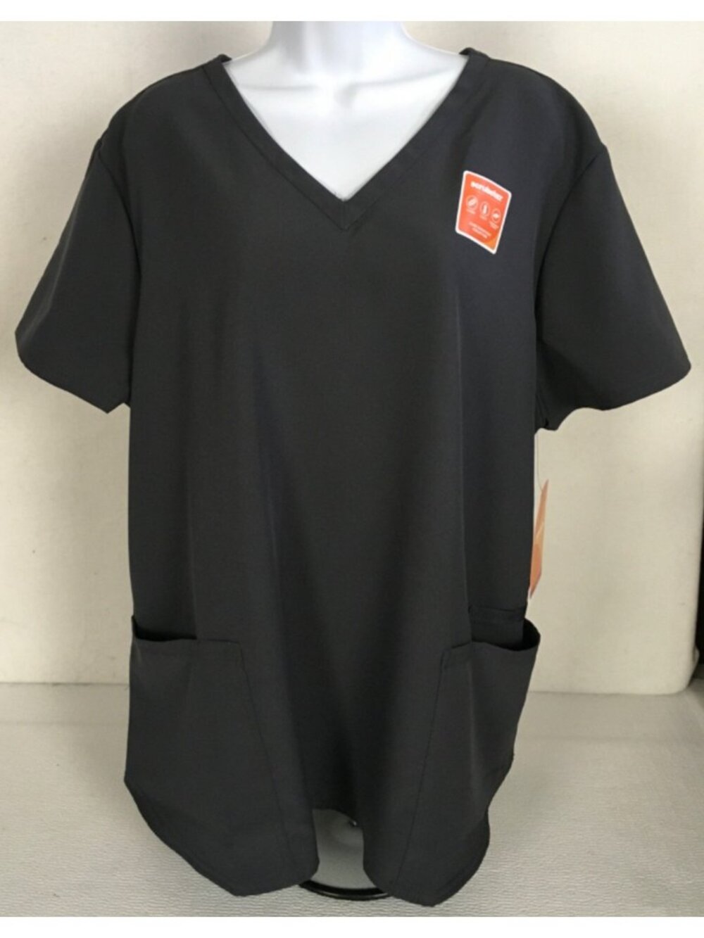Scrubstar Scrub Top Size 2XL Dark Gray V neck Short Sleeves Pockets New w Tags